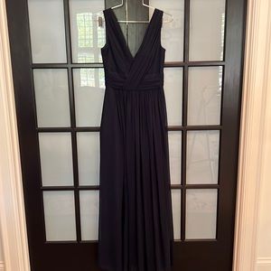 V- neck front and back with slit in front gown